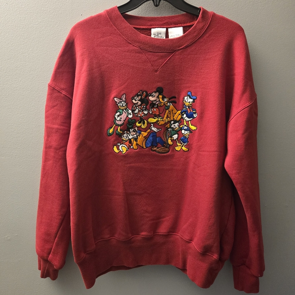 Vintage Disney Store Mickey & Friends Unisex Crewneck Sweatshirt Size M Red